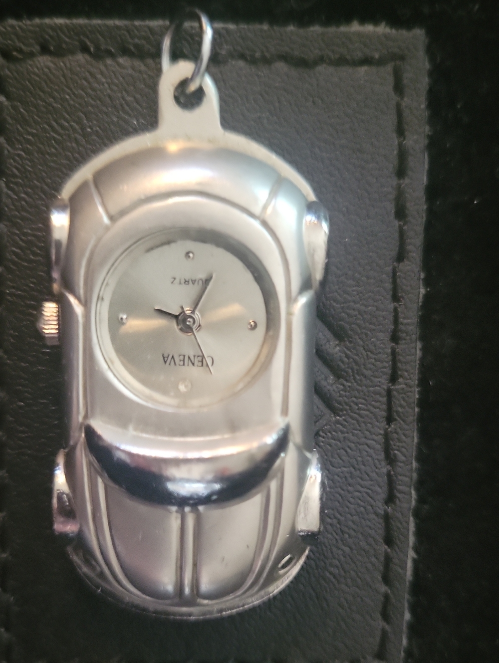 VW Bug Key Charm or Pendant -Geneva Swiss Movement Silver Tone
